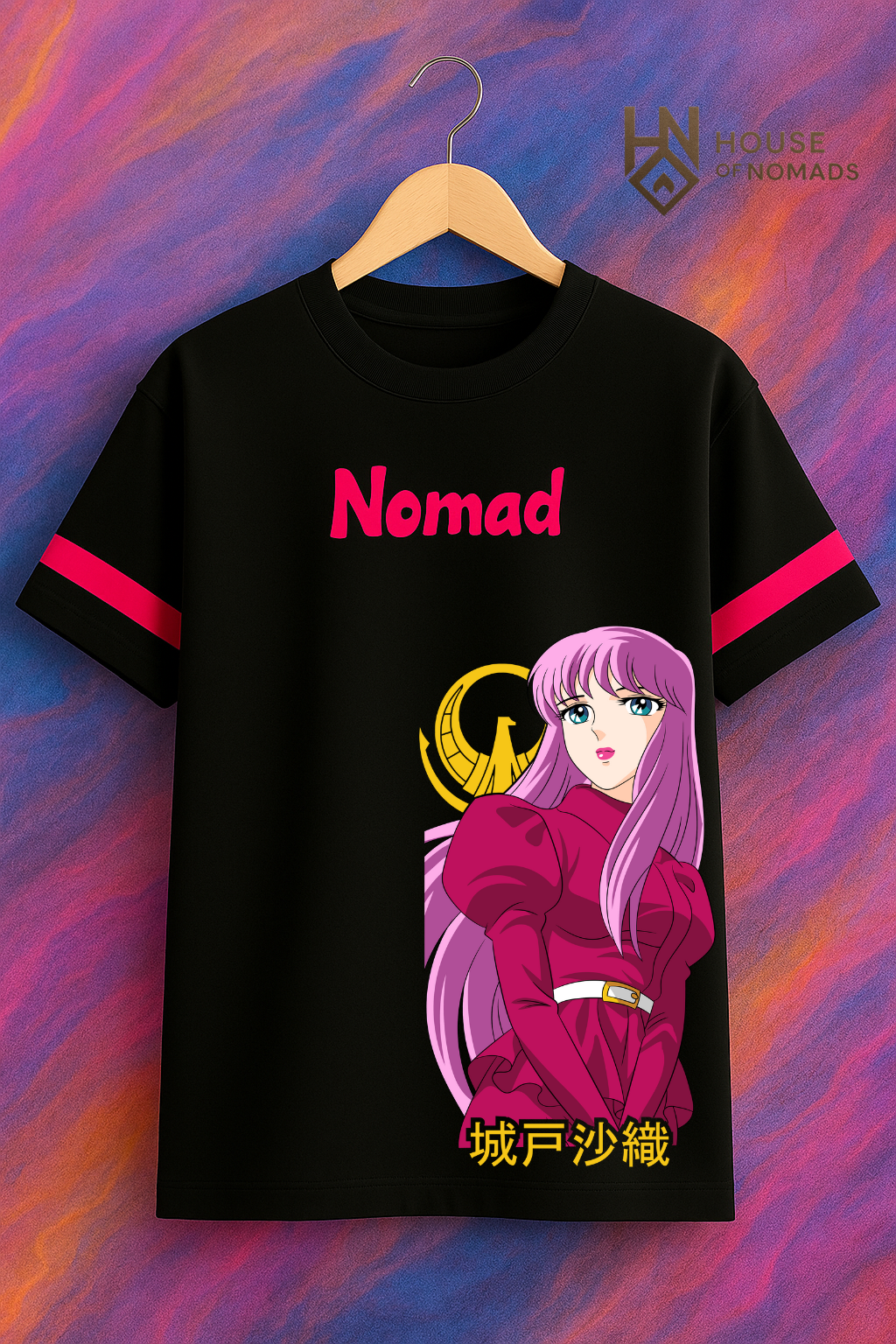 Kawaii Nomad – Pink-Haired Anime Oversized T-Shirt