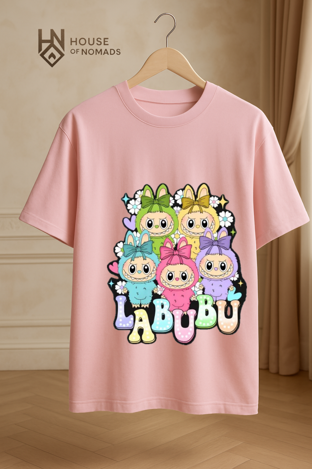 LABUBU Bunny Crew – Oversized Pink Tee