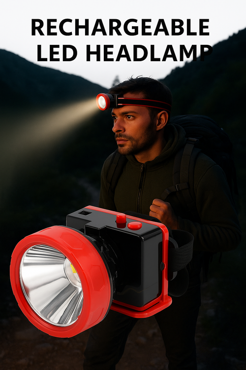 25W Rechargeable LED Headlamp – Ultra Bright, Waterproof, Adjustable Strap | Camping, Trekking, Night Work