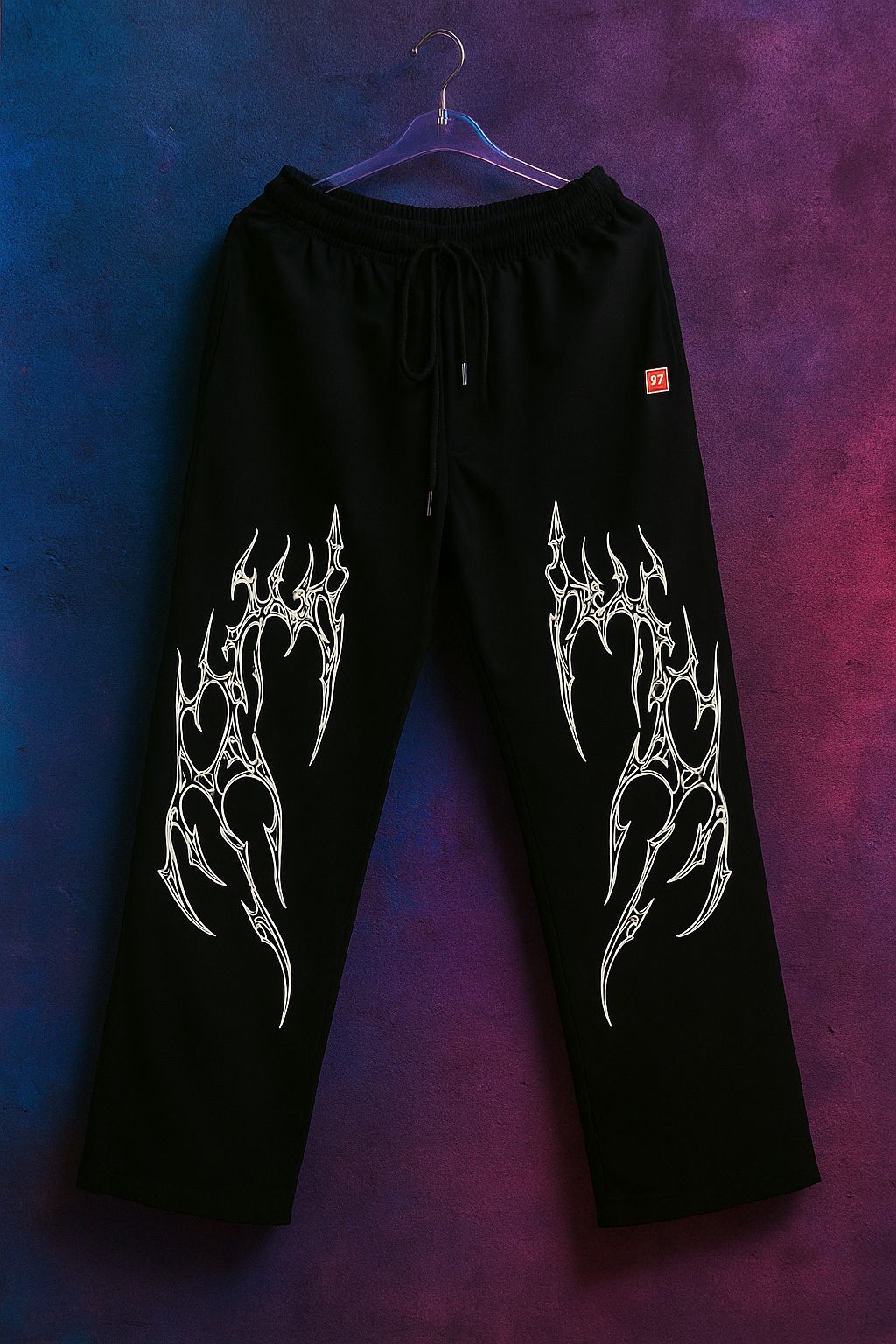 Black Flame Tribal Streetwear Pants – Oversized GenZ Edition